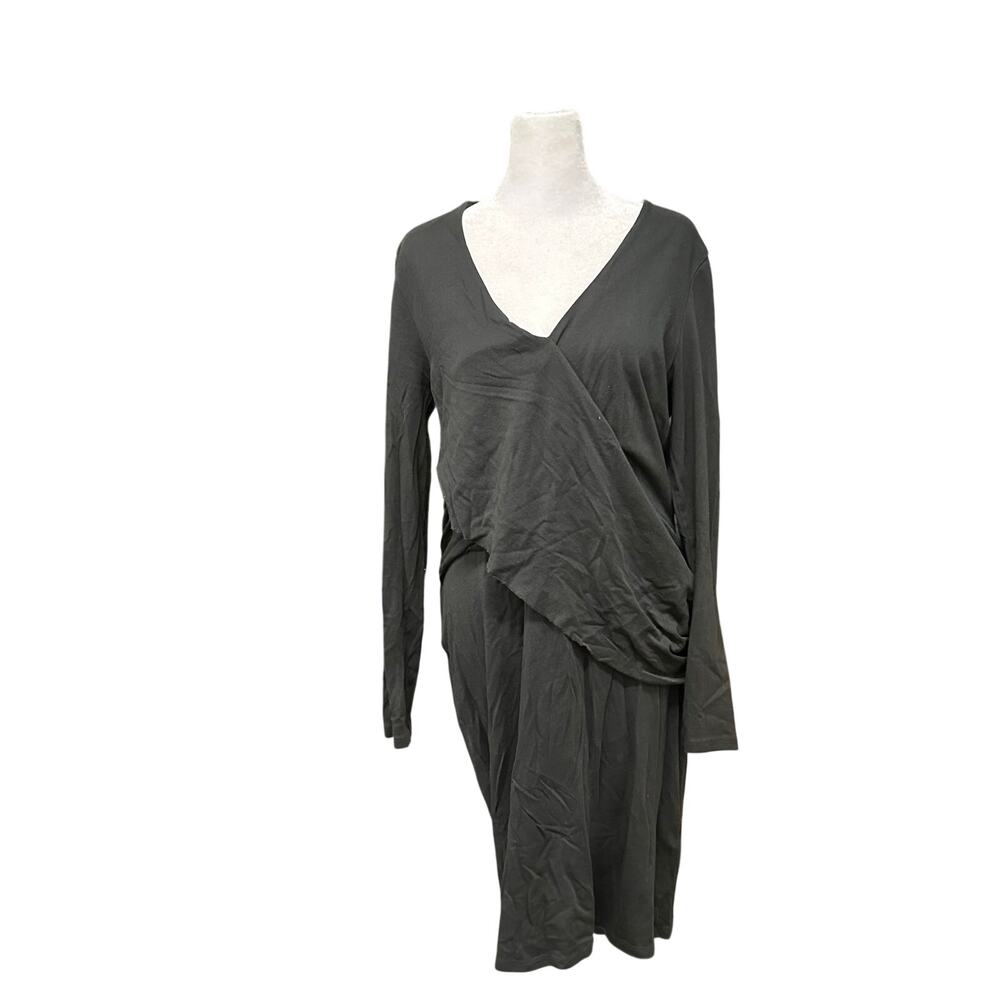Sundance Draped Faux Wrap Jersey Midi Dress Charcoal Gray Womens Size Large L